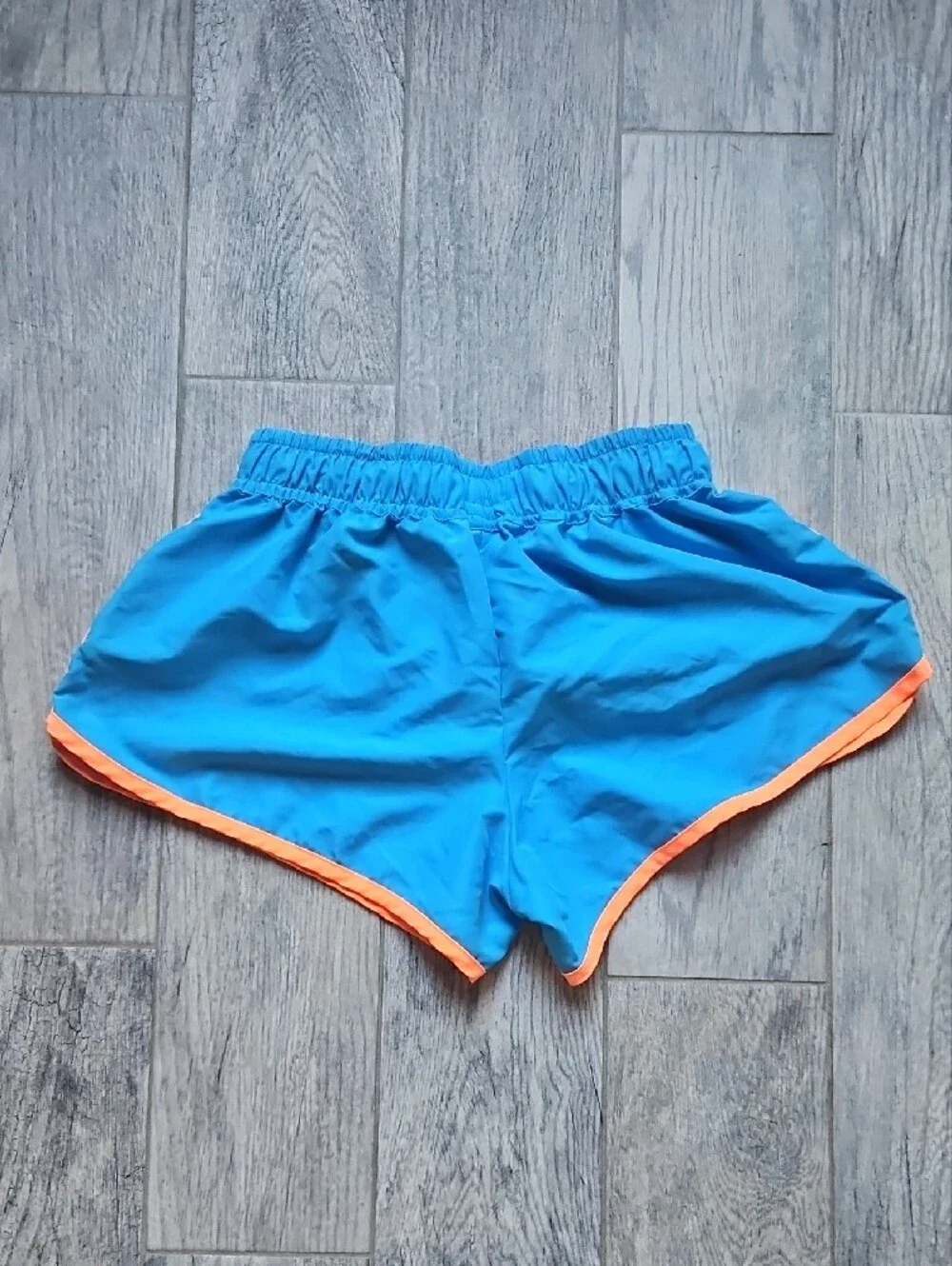 Men's Athletic Swim Shorts in Teal with Orange Trim